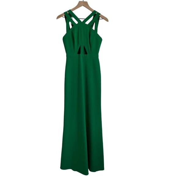 BCBG Max Azria Cut Out Maxi Dress Green 0 - Picture 1 of 11